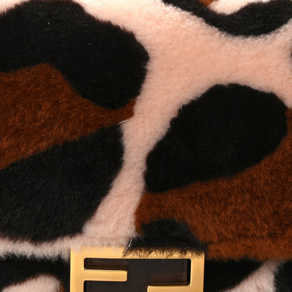 Fendi Shearling Vitello Dolce Leopard Print Large Baguette Pink Brown Multicolor 8 of 13