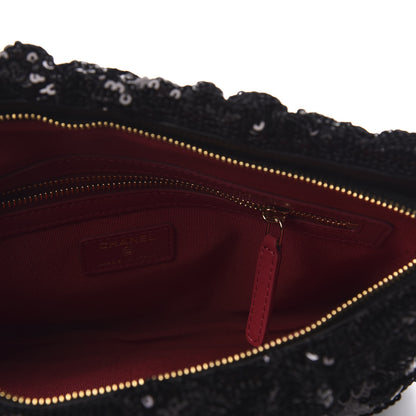 Chanel Sequins Quilted Large Chanel 19 Pouch Black 5 of 8