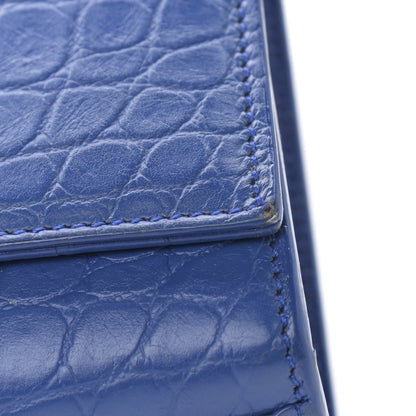 Saint Laurent Calfskin Crocodile Embossed Medium Classic Monogram Kate Tassel Satchel Bleu Majorelle 13 of 15