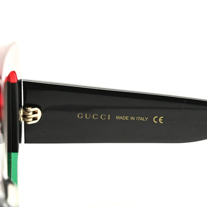 Gucci Acetate Square Frame Sunglasses GG0083S Glitter Red Black Green 5 of 9