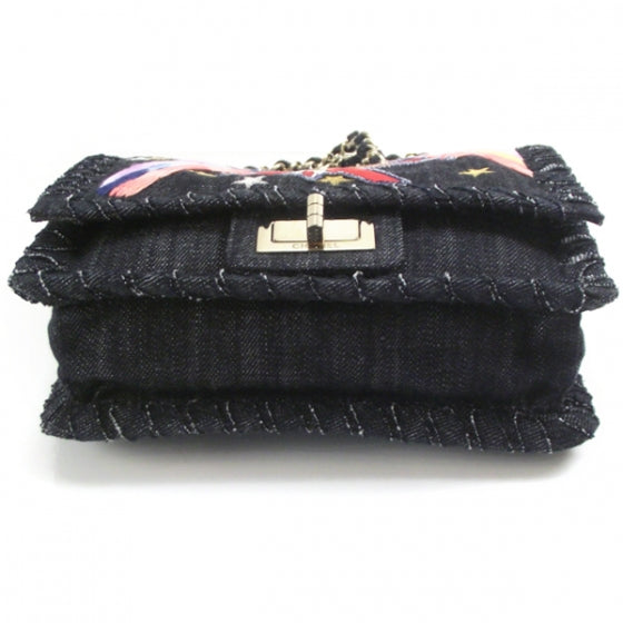 Chanel Denim Embroidered Night Flight Reissue Flap Blue 4 of 11