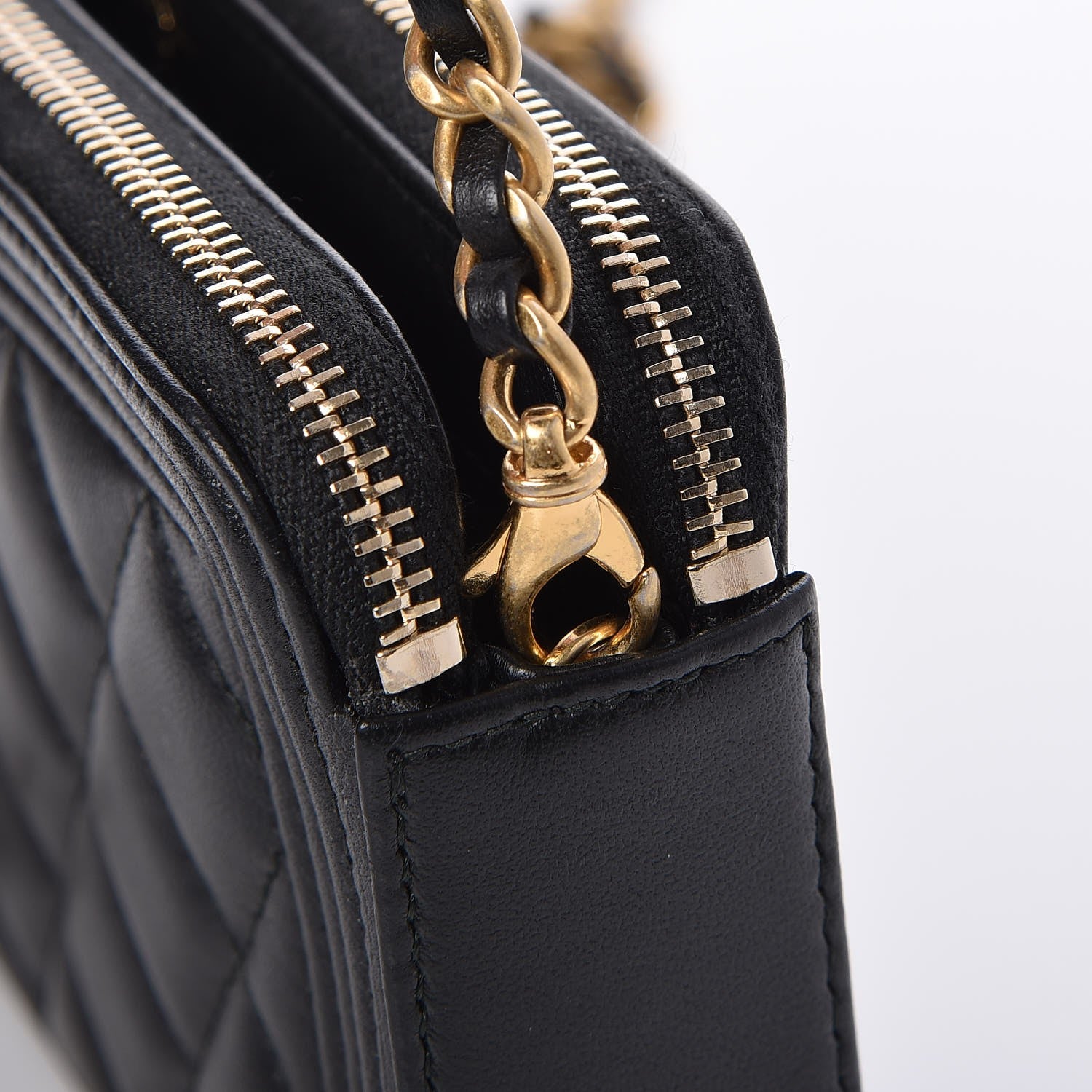 Chanel Lambskin Quilted Small Boy Clutch With Chain Black 10 of 11