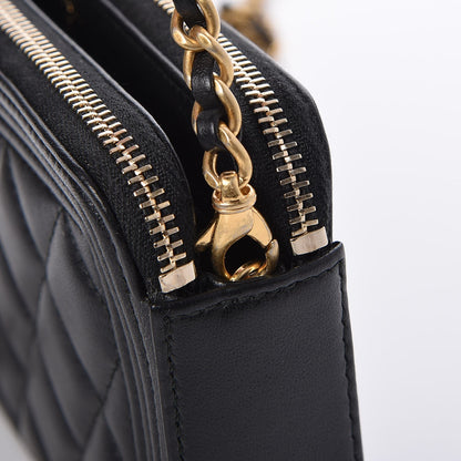 Chanel Lambskin Quilted Small Boy Clutch With Chain Black 10 of 11