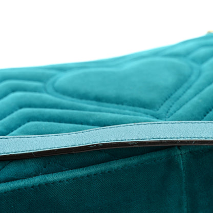 Gucci Velvet Matelasse Small GG Marmont Shoulder Bag Pavone Cyan 13 of 14