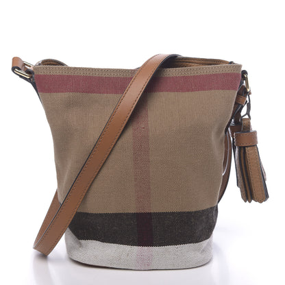 Burberry Canvas Mega Check Mini Ashby Tassel Crossbody Saddle Brown 3 of 12