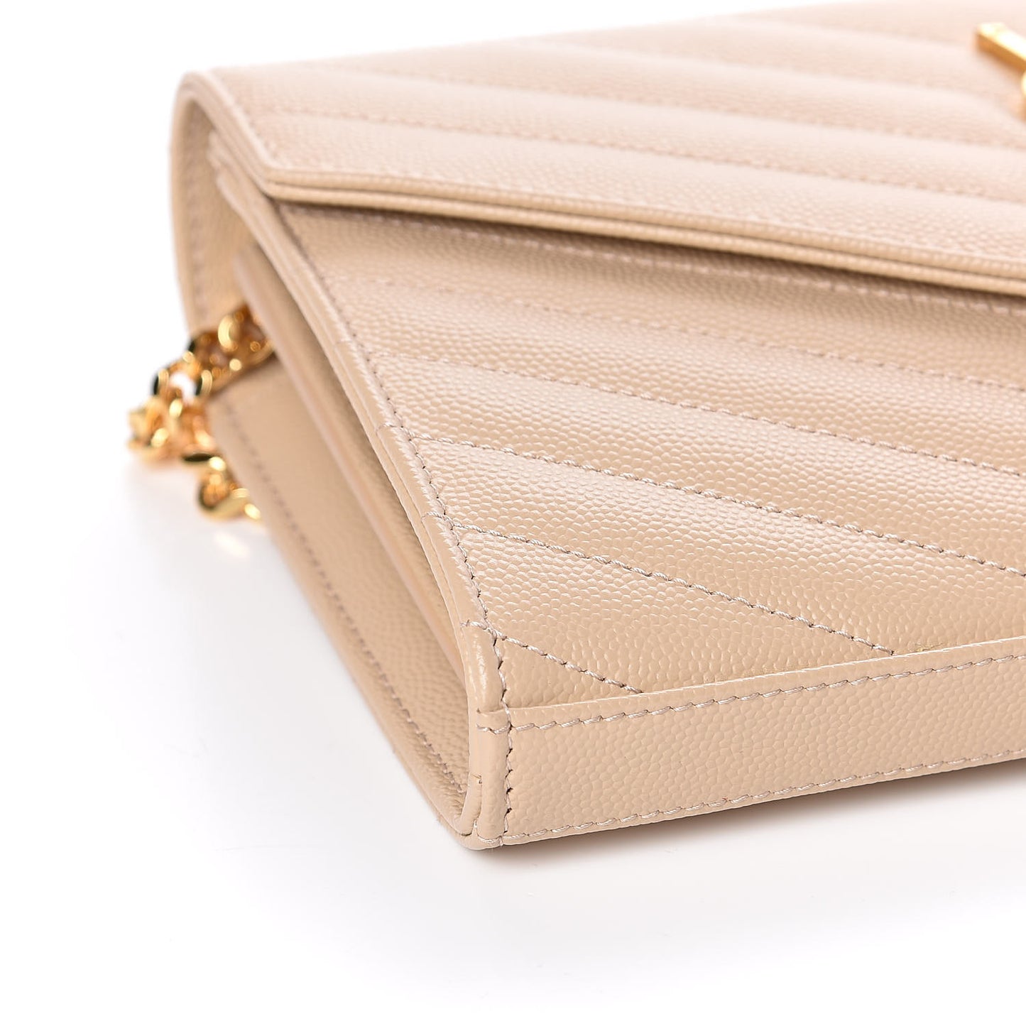 Grain De Poudre Matelasse Chevron Monogram Chain Wallet Nude Powder