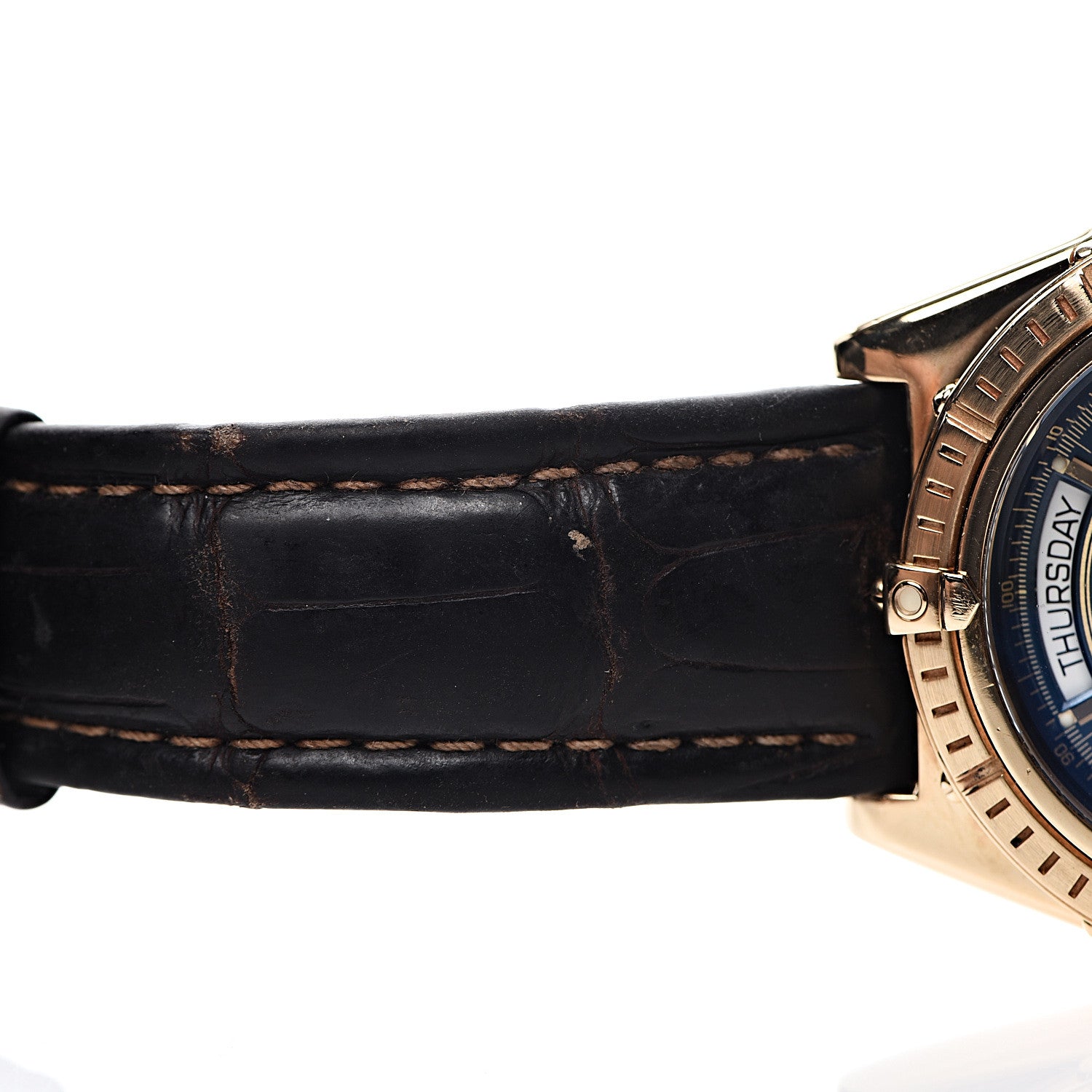 Breitling 18K Yellow Gold Alligator 44mm Windrider Headwind Automatic Watch Blue K45355 12 of 17