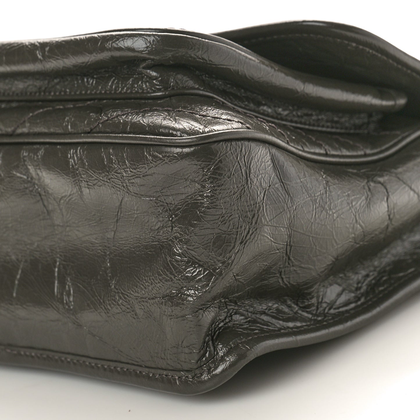Crinkled Calfskin Matelasse Monogram Medium Niki Chain Satchel Fog