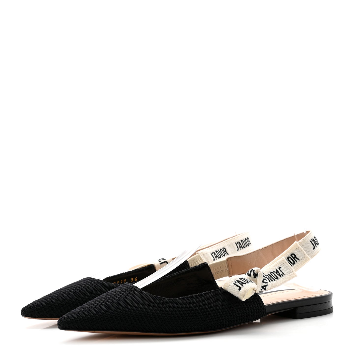 Technical Canvas Ribbon J'Adior Slingback Ballet Flats 36 Black
