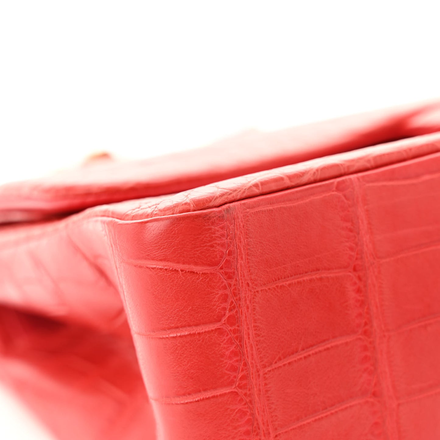 Matte Alligator Jumbo Double Flap Red