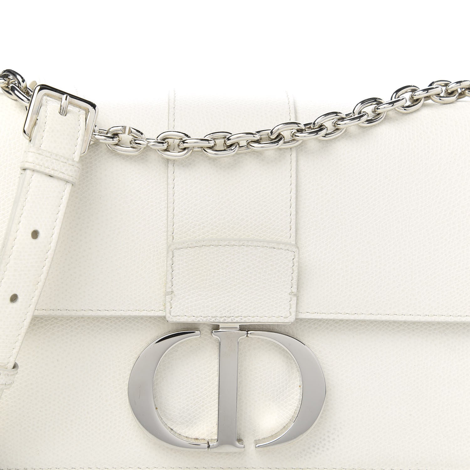 Christian Dior Grained Calfskin 30 Montaigne Chain Flap Bag White 10 of 10