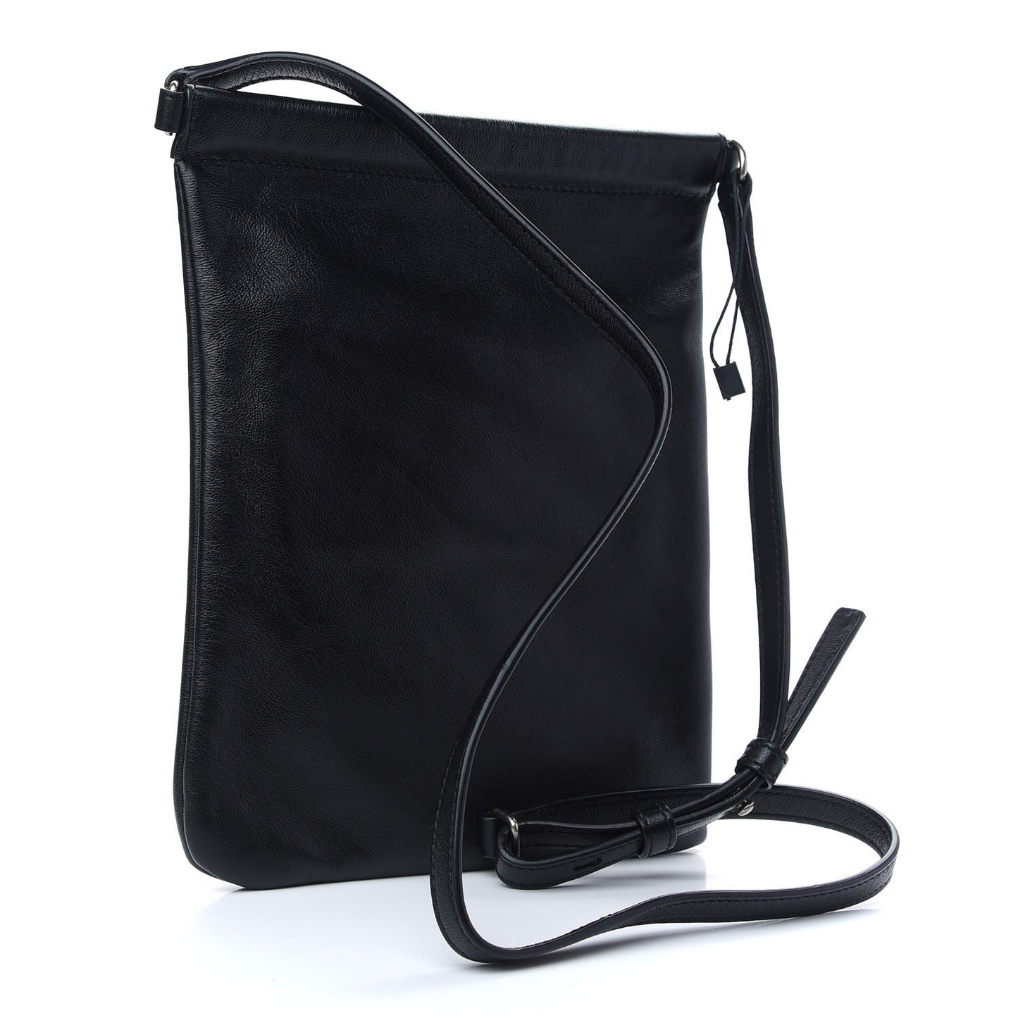 Antiqued Lambskin Sid Flat Crossbody Black