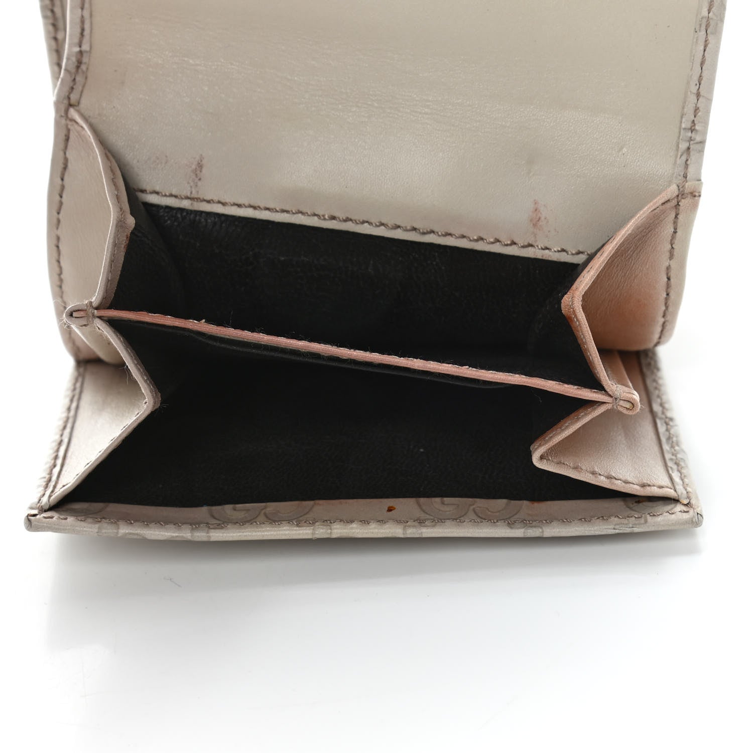 Gucci Guccissima Margaux Calfskin Metal Bar Compact Wallet Mystic White 6 of 8