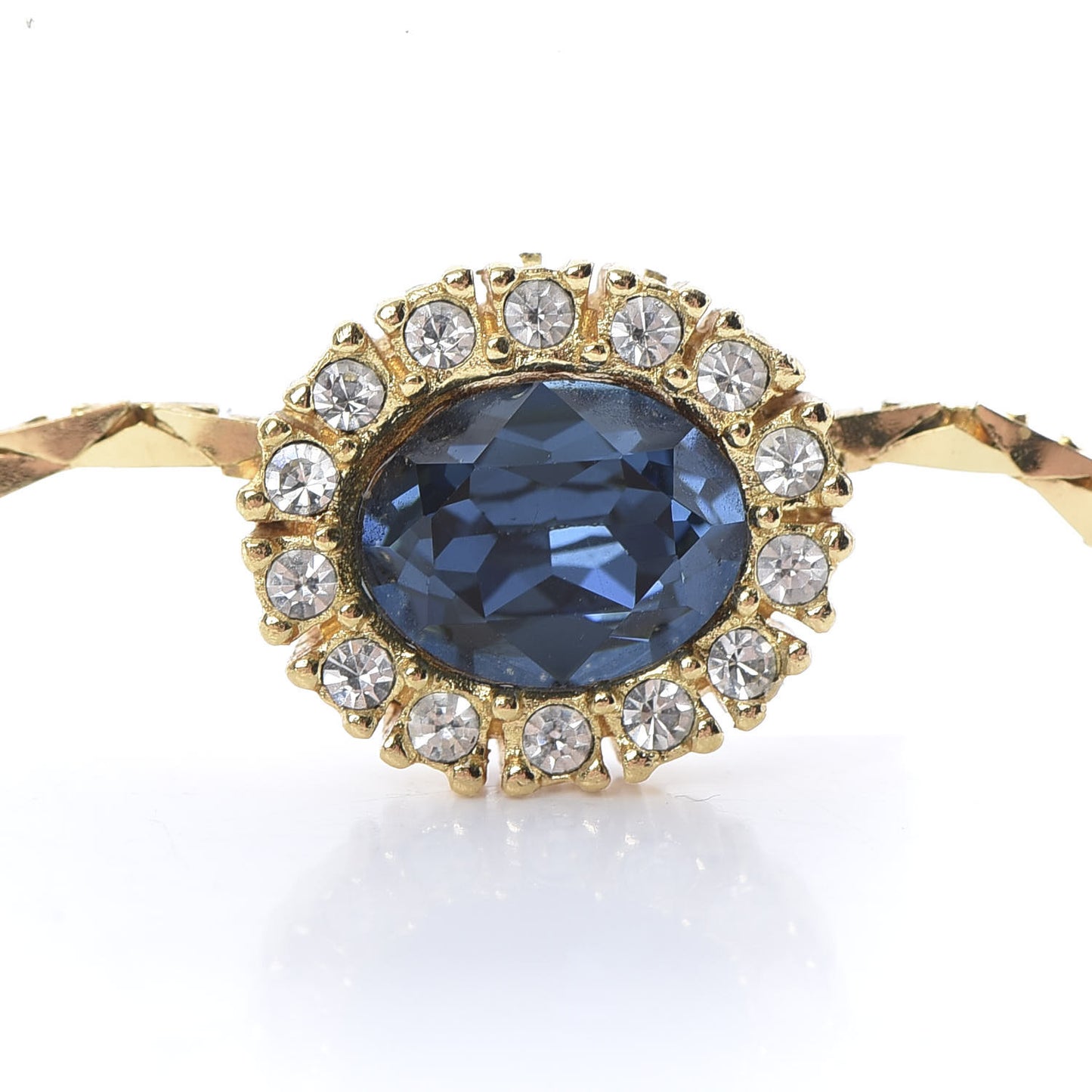 Crystal Chain Necklace Gold Blue