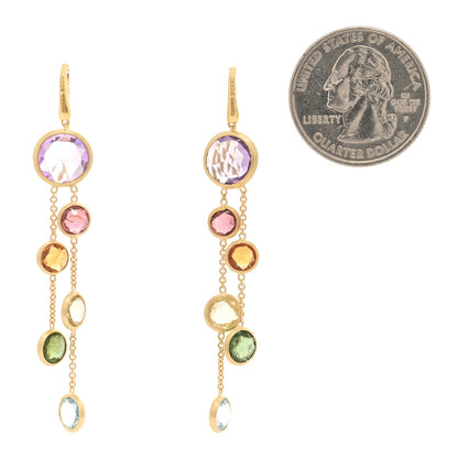 Marco Bicego 18K Yellow Gold Multi Gemstone Jaipur Color Two Strand Earrings 2 of 4