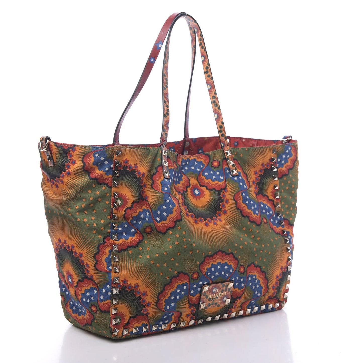 Canvas Enchanted Wonderland Medium Rockstud Reversible Tote Rosso