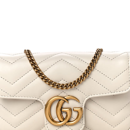 Gucci Calfskin Matelasse Super Mini GG Marmont Shoulder Bag White 8 of 11