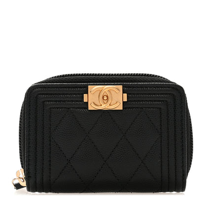 Chanel Caviar Quilted Boy Zip Around Coin Purse Wallet Black 1 of 7