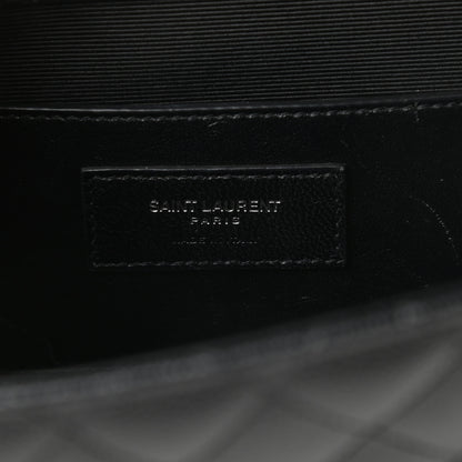 Saint Laurent Grain De Poudre Textured Mixed Matelasse Triquilt Medium Monogram Satchel Black 6 of 15