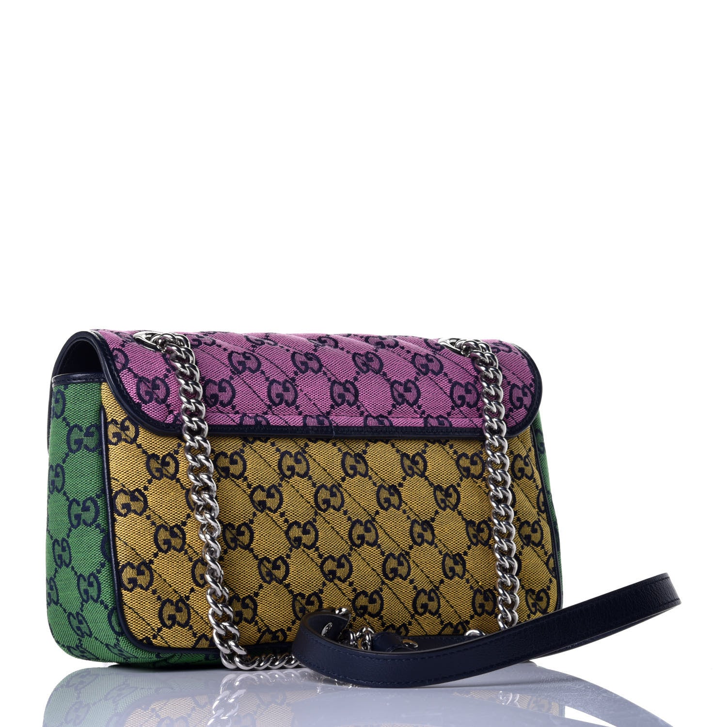 Gucci Monogram Multicolor Matelasse Diagonal Small GG Marmont Shoulder Bag Pink Blue Red Yellow Green 3 of 9
