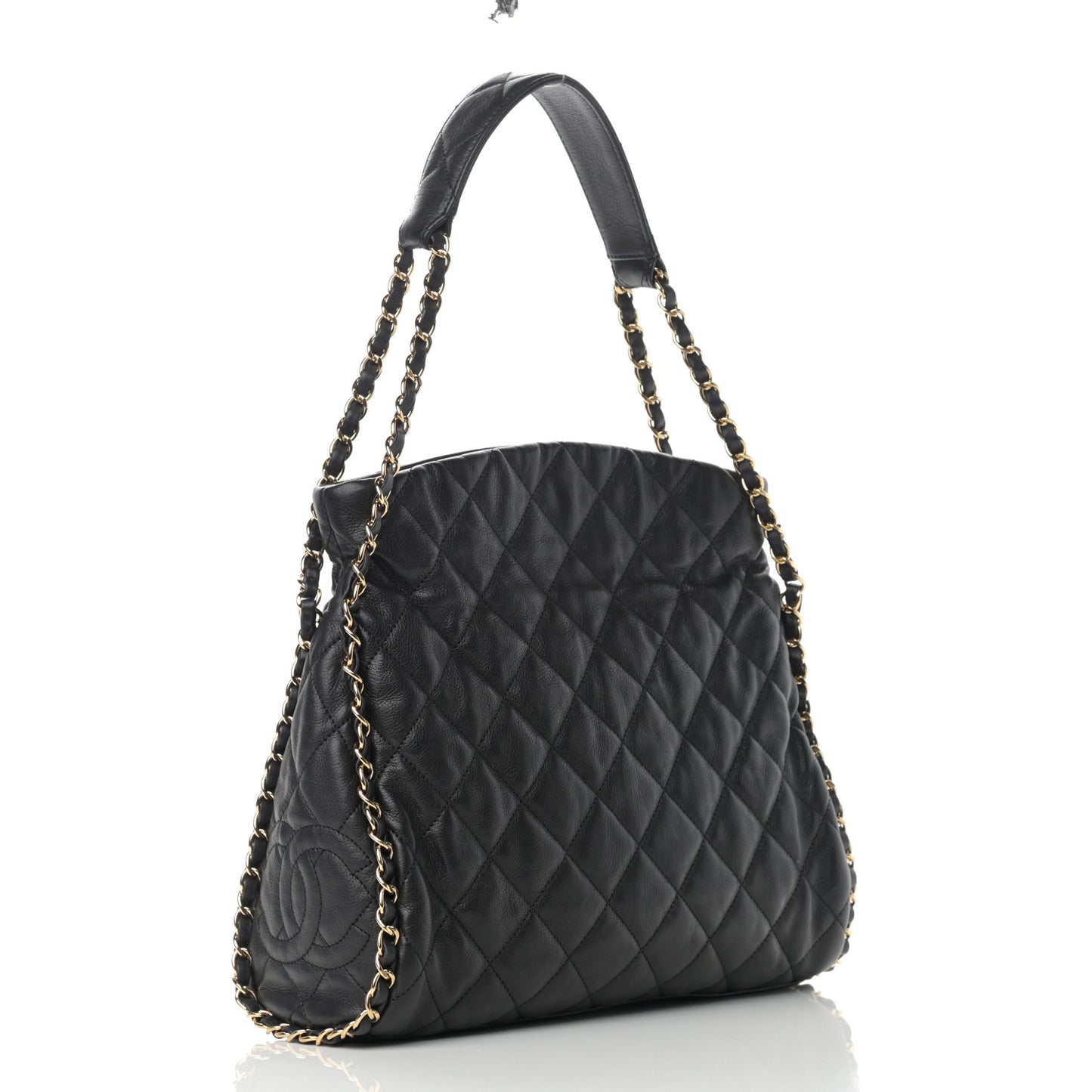 Calfskin Quilted Medium Chain Me Hobo Black