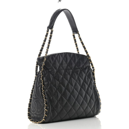 Chanel Calfskin Quilted Medium Chain Me Hobo Black 3 of 11