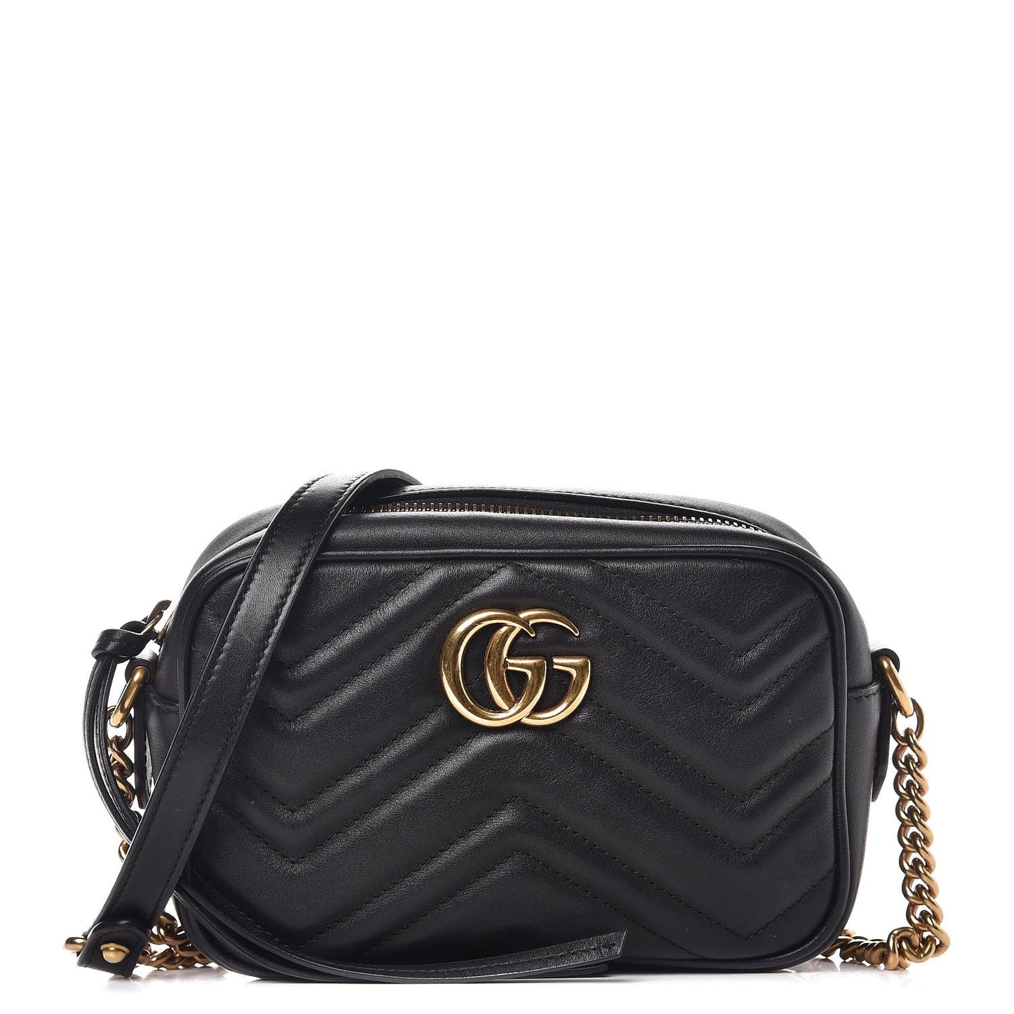 Calfskin Matelasse Mini GG Marmont Chain Shoulder Bag Black