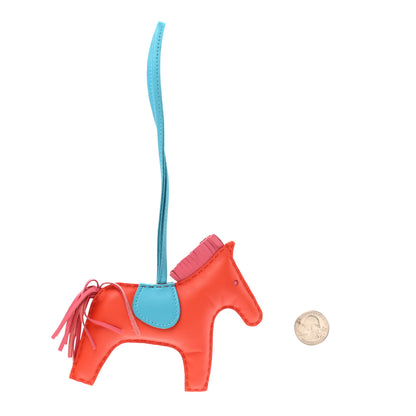 Hermes Milo Lambskin Grigri Rodeo Horse Bag Charm PM Orange Bleu Zanzibar Rose Azalee 2 of 4
