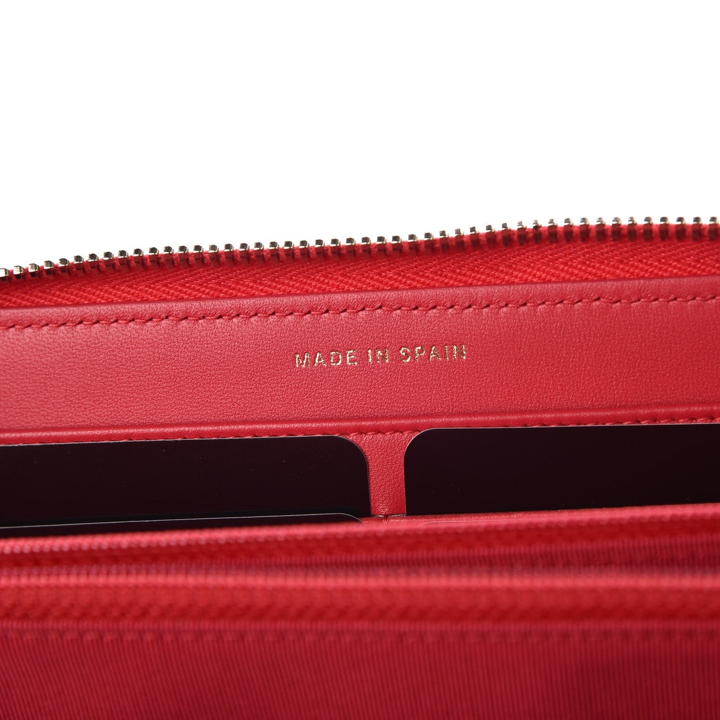 Lambskin Quilted Large Gusset Zip Around Wallet Red