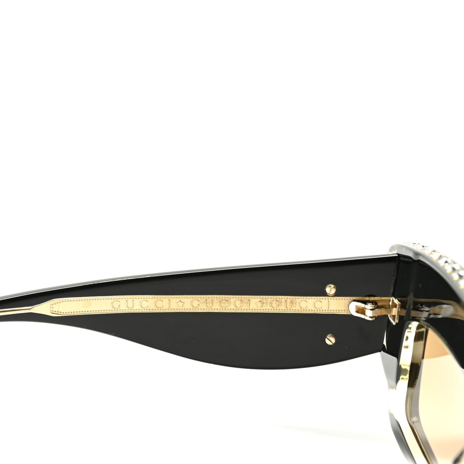 Gucci Acetate Crystal Embellished Sunglasses GG0782S Black Gold 6 of 8