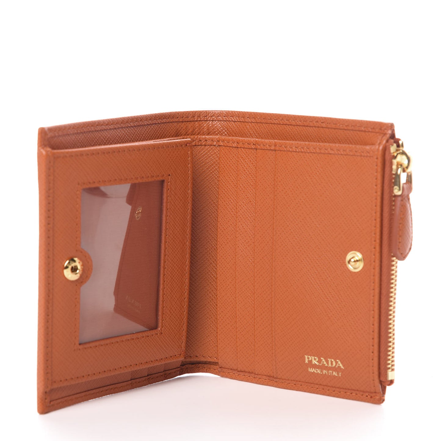 Saffiano Zip Top Compact Wallet Papaya