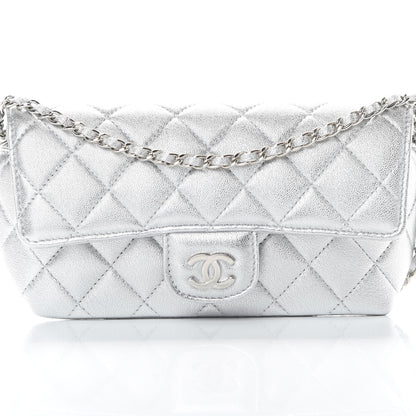 Chanel Metallic Lambskin Quilted Glasses Case With Chain Silver 9 of 12