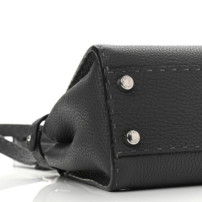Fendi Cuoio Romano Selleria Bi-Color Mini Peekaboo Iconic Satchel Asfalto Latte 9 of 10