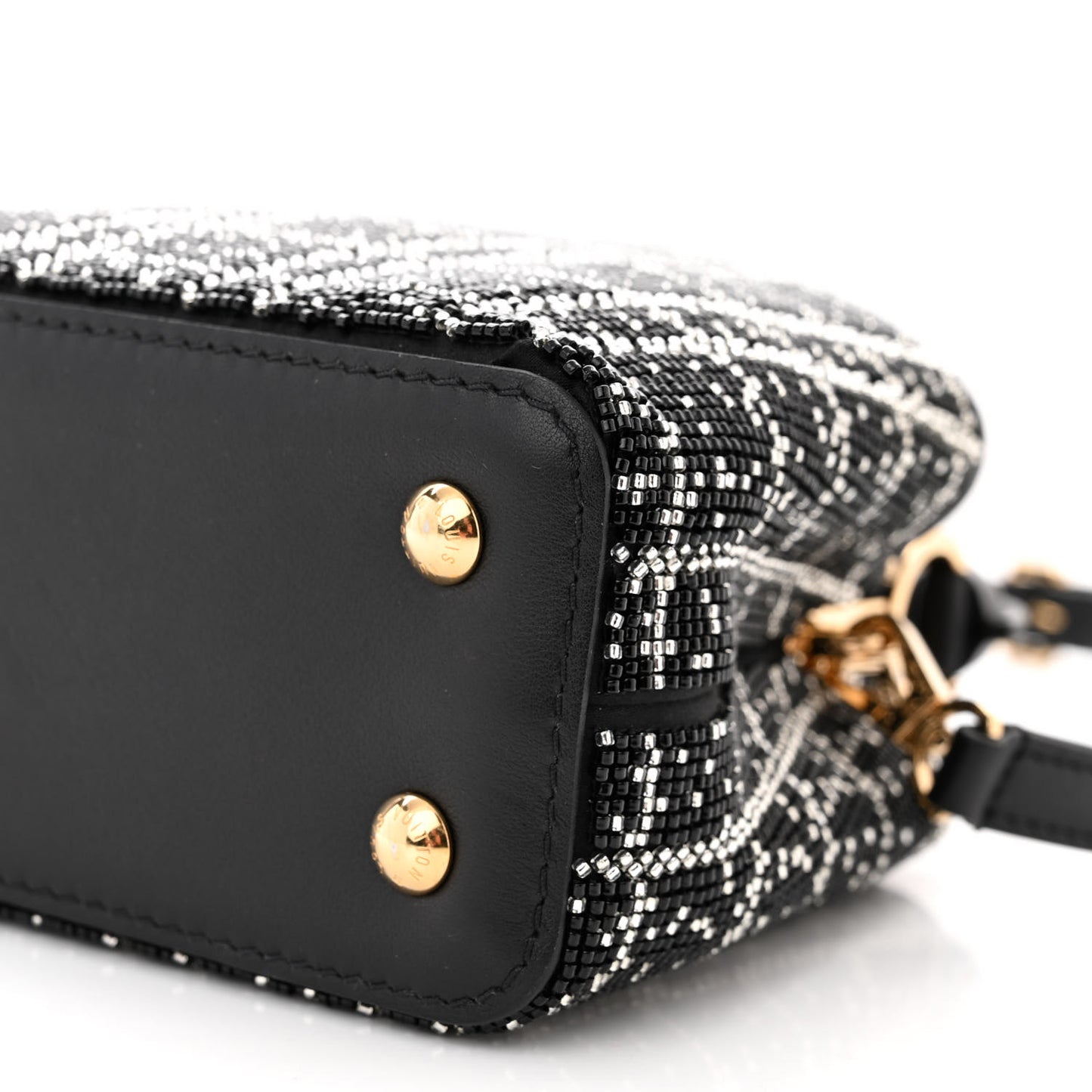 Bead Satin Embroidered Mini Capucines Black