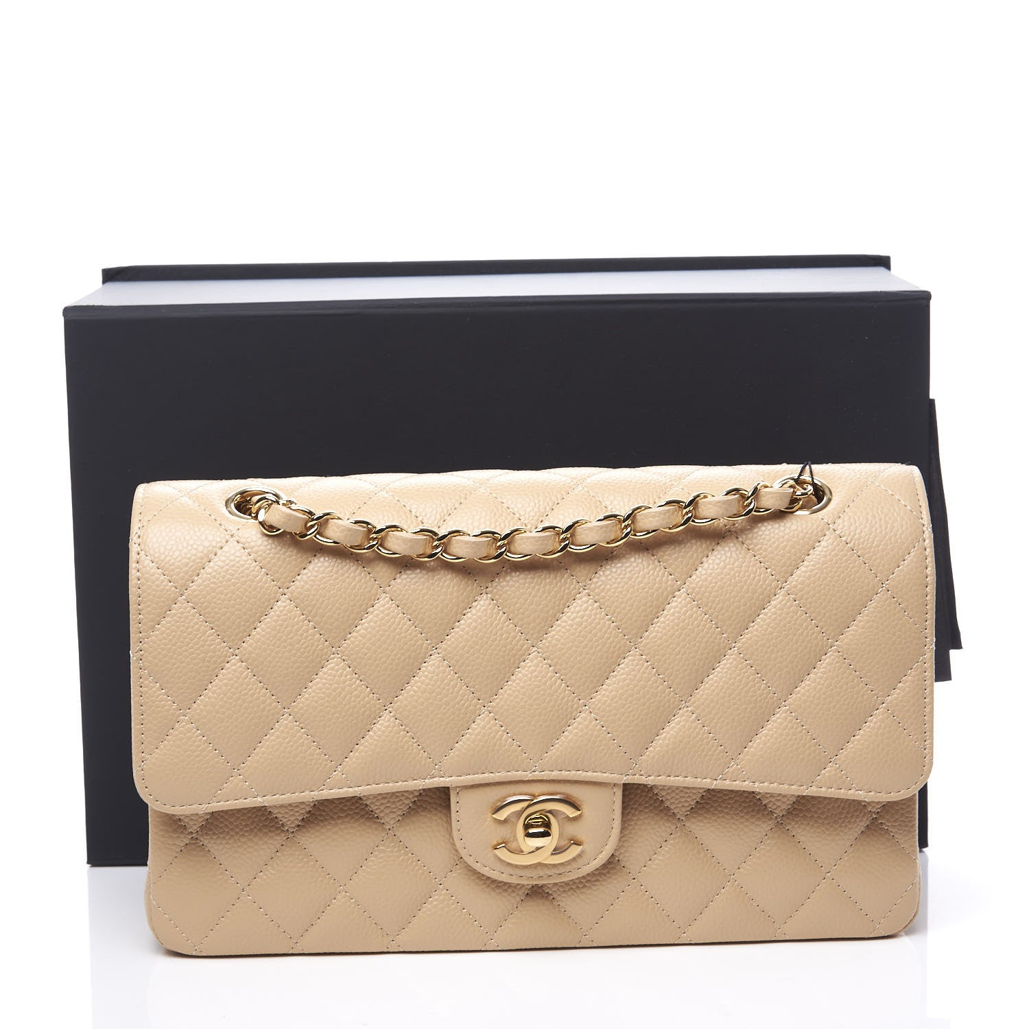 Chanel Caviar Quilted Medium Double Flap Beige Clair 10 of 10