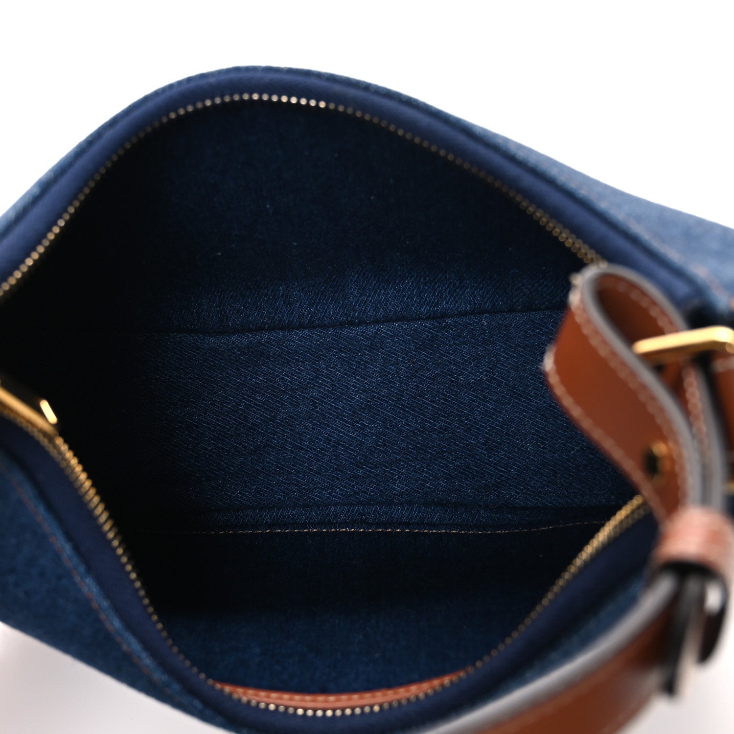 Celine Denim Ava Shoulder Bag Navy Tan 5 of 11