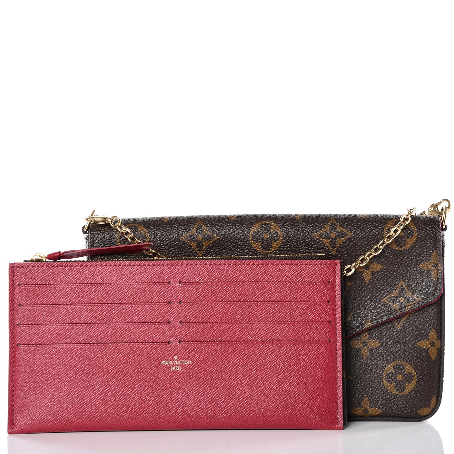Monogram Pochette Felicie Chain Wallet Fuchsia