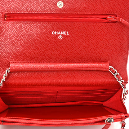 Chanel Caviar Quilted Wallet On Chain WOC Dark Red 5 of 12