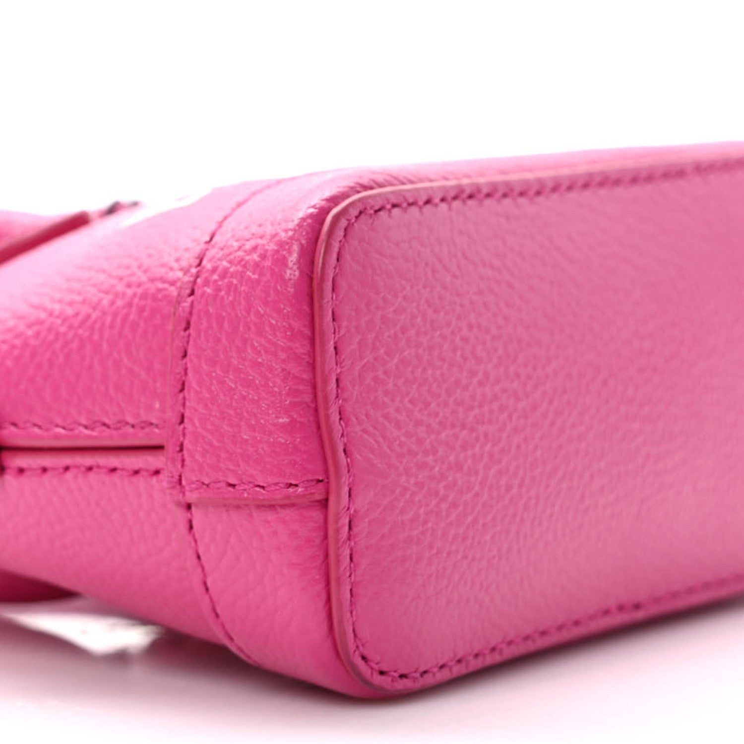 Balenciaga Grained Calfskin Logo Mini Ville Top Handle Bag Fuchsia White 8 of 10