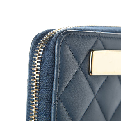 Chanel Lambskin Quilted Large Gusset Trendy CC Zip Around Wallet Blue 14 of 16
