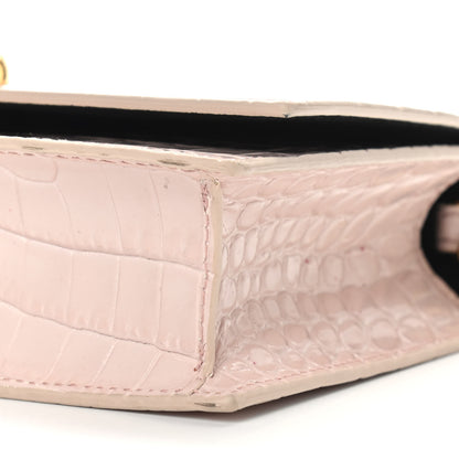 Alexander McQueen Calfskin Crocodile Embossed Skull Mini Crossbody Bag Light Pink 8 of 9