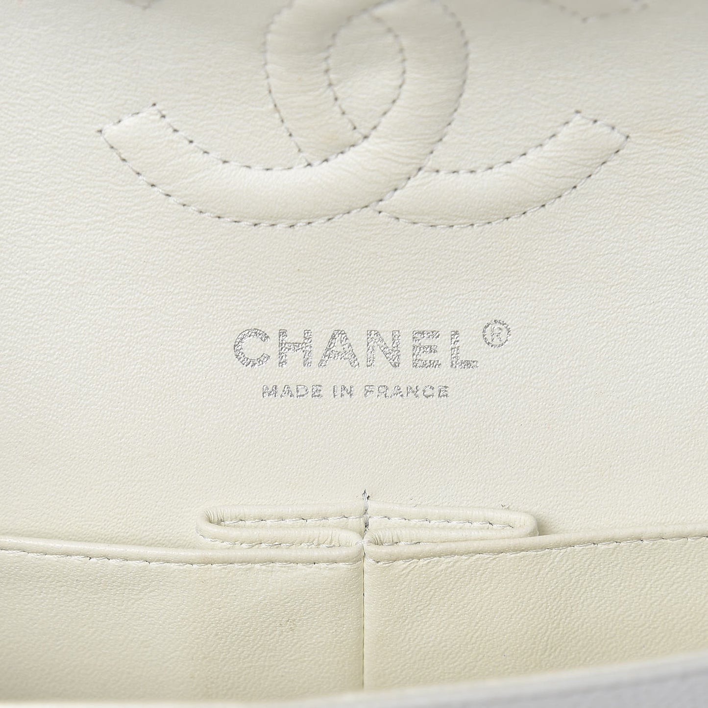 Caviar Quilted Medium Double Flap White