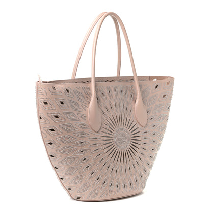 Alaia Calfskin Laser Cut Studded Mini Latifa Tote Sable 2 of 5