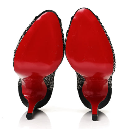 Christian Louboutin Crepe Satin Chiffon Parisienne Plato 120 Pumps 37.5 Black White 7 of 11