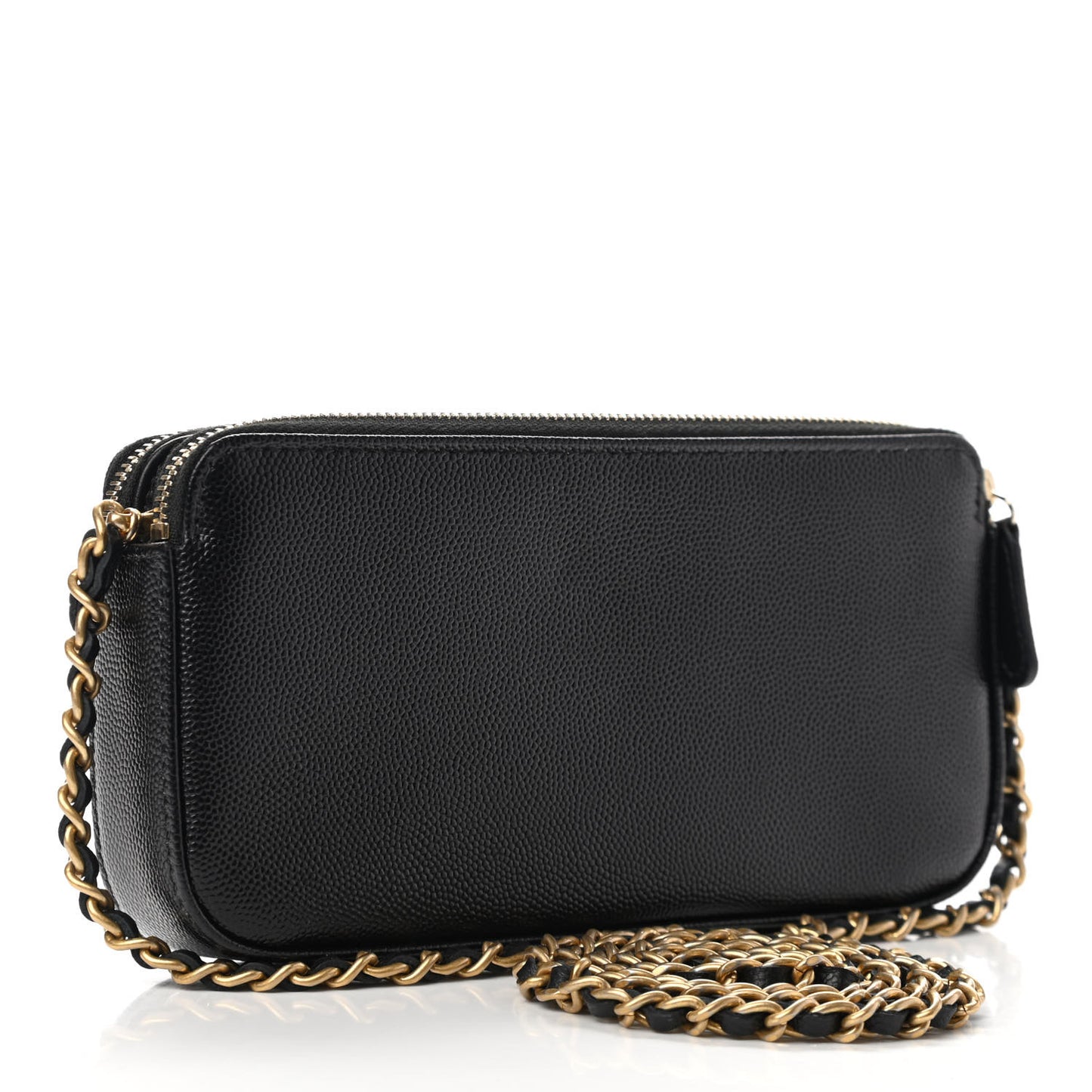 Caviar Studded Small Deauville Clutch With Chain Black