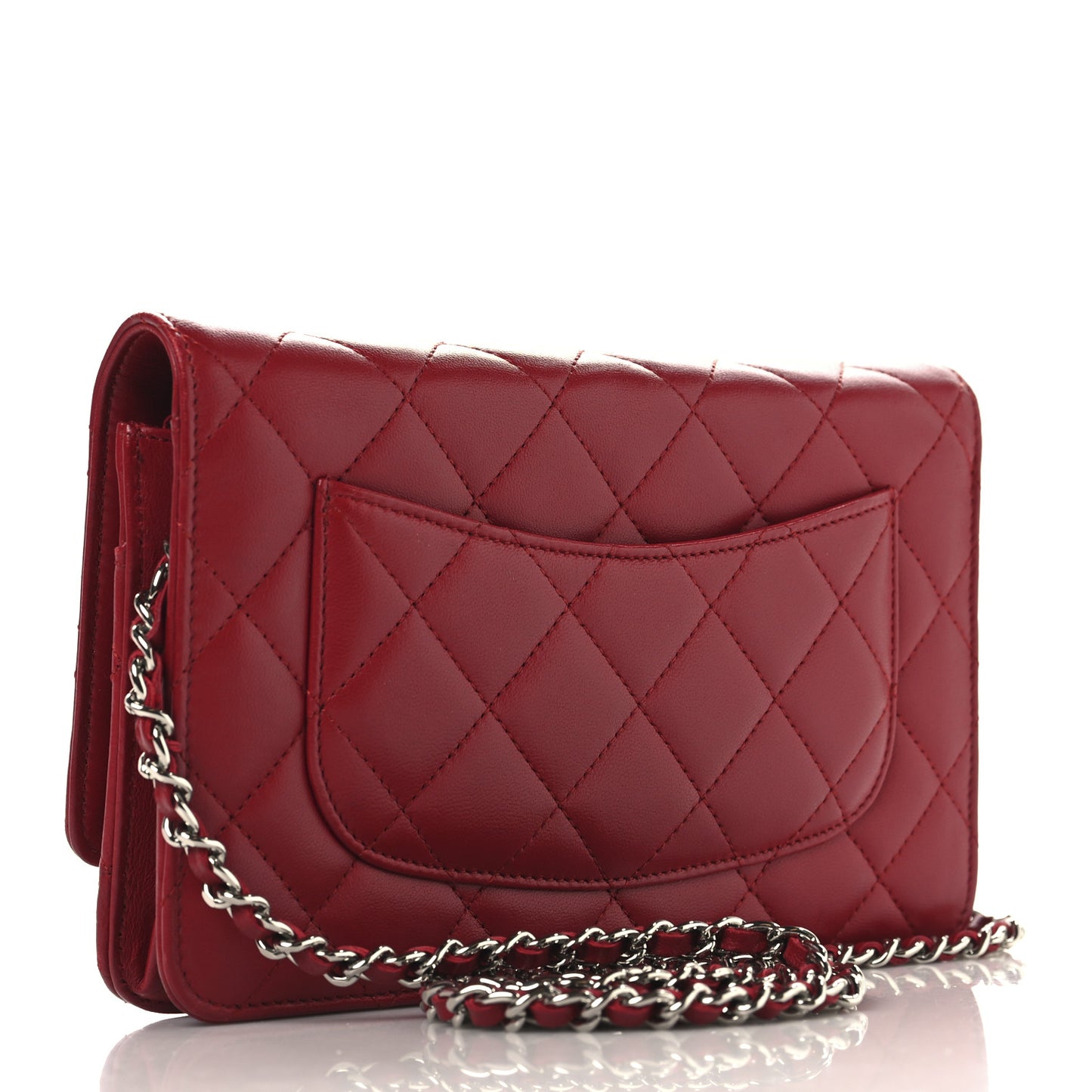 Lambskin Quilted Wallet On Chain WOC Red