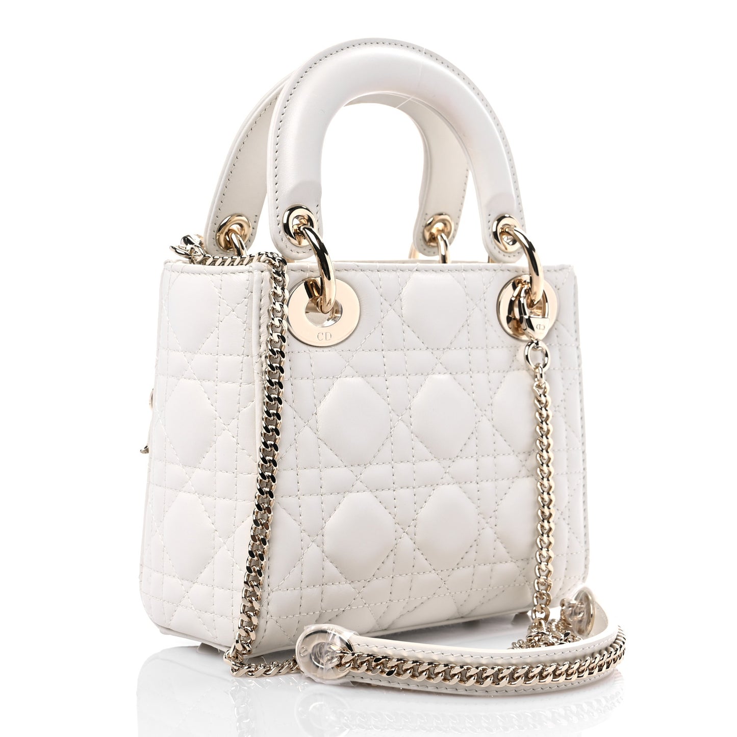 Lambskin Cannage Mini Lady Dior Latte