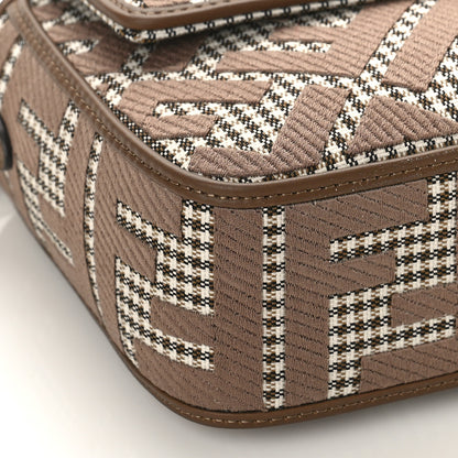 Fendi Wool Vitello King Houndstooth FF Embroidered Baguette Beige Moro 7 of 8