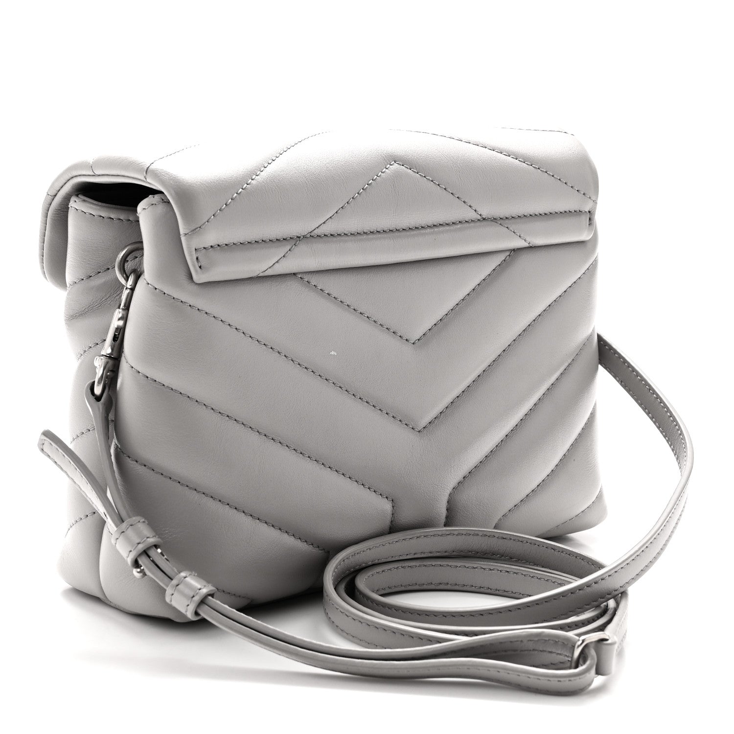 Saint Laurent Calfskin Y Quilted Monogram Toy Loulou Satchel Granite 3 of 10