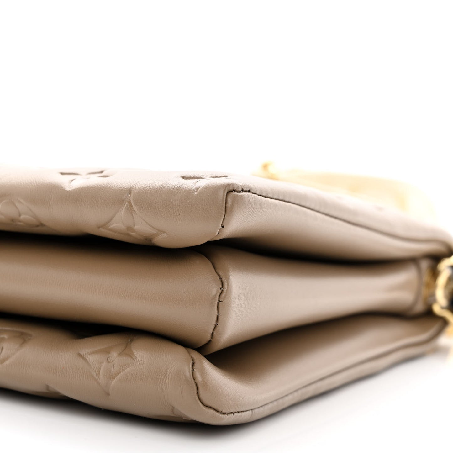 Lambskin Embossed Monogram Coussin MM Taupe